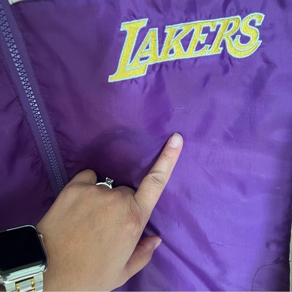 Vintage Los Angeles Lakers Logo Men’s Jacket Purple Yellow Size Large - Picture 14 of 16